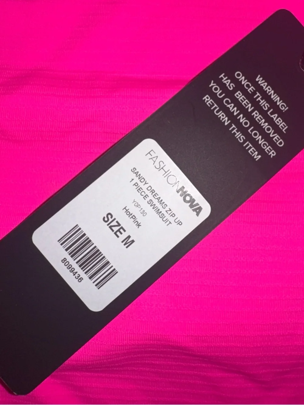 NWT Hot Pink One-Piece Swimsuit with Front Zip Medium